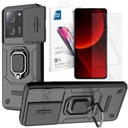 Pancierové puzdro s ochranou fotoaparátu + prsteň na Xiaomi 13T/13T Pro + 9H sklo