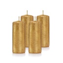 Sviečky, valcové sviečky, sada 4 zlatých dielov, 10 cm