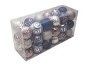 Ozdoby nerozbitné strieborné/modré 6cm 36ks