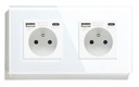 DVOJSKLÁ ZÁSUVKA USB-C KONTAKT 16A SKLO