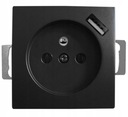 QUADRA ZÁSUVKA S USB PIN, ČIERNA, PRE RÁMKY 230V