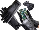 Módne čierne kožené dotykové rukavice pre ženy