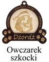 Vianočná guľa so psíkom DREVENÁ na vianočný stromček Škótsky OVčiak