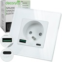 JEDNODUCHÁ SKLENENÁ ZÁSUVKA ELEKTRICKÁ ZÁSUVKA KONTAKT BIELY KOLÍK USB C