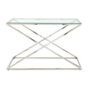 TABLE Chrómové KÁVA sklo strieborná KONZOLA