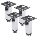 4x Nábytková noha nastaviteľná štvorcová noha 25x25 ATM H-100mm CHROME DN-738