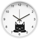 Čierne dekoračné nástenné hodiny do obývačky Cat 25 cm