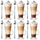SADA 6 POHÁROV NA KÁVU LATTE + LYŽIČKY