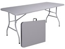 Cateringový stôl RATTAN rozkladací do kufra - 180 cm, sivý