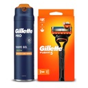 Sada Gillette Fusion5: holiaci strojček + 2 čepieľky + Pro Sensitive Gel 200 ml