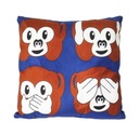 VELÚROVÝ POVLAK NA VANKÚŠ NÁMORNÍCKA MODRÁ 45x45 EMOJI MONKEY