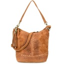 Dámska semišová croco messenger taška CAMEL