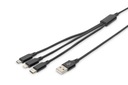 USB kábel 3v1 USB-C + Lightning + microUSB-B 1m