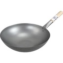 Oceľový wok 35 cm z uhlíkovej ocele s okrúhlym dnom zo zaoblenej ocele