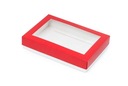 Dekoratívna červená krabička s okienkom 260x180x50mm