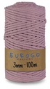 Splietaná bavlnená macrame šnúra s jadrom, špinavo ružová, 100 m, 3 mm