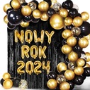 GARLANDA SILVESTROVÝ nápis BALÓNY NOVÝ ROK 2024 ZLATÁ P.1