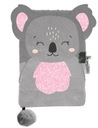 Mäkký plyšový koala šedý sladký diár s visiacim zámkom pre dieťa