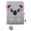 PLYŠOVÝ DENNÍK ZÁPISNÍK CHLUPÁČ KOALA 3D S VISNÝM ZÁMKOM