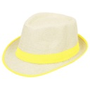 Klasický béžový klobúk Trilby R130 so žltým lemom Polar Fashion veľkosť 58