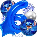 ČÍSLO 6 Balónová súprava NARODENINY Modrý steh Dekorácie BALÓNKY Stitch