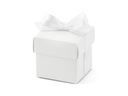 Biele krabičky s bielou mašľou 5x5x5cm 10ks