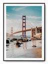 Plagát r 40x50 cm Golden Gate Bridge Water Beach Novinka