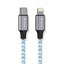 Vogue PD USB-C - Lightning kábel 1,0 m 20W 3A sivo-strieborná trubica