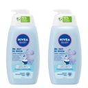 NIVEA BABY 2v1 Kúpeľový gél a šampón s pumpičkou pre deti 2 x 500ml