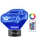 Nočná lampa Auto Škoda Super B Váš nápis Gravírovanie Darček 3D LED