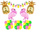 Sada havajských balónov s plameniakom Ananás Aloha Hawaiian Birthday Ananás