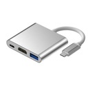 Hliníkový HUB 3v1 adaptér USB-C na HDMI 4K