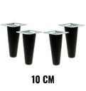 4 x nohy drevené nohy 10 cm s čiernymi plechmi