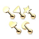 PRE UŠNÉ TRAGUS SET CHRUPKY 5 KS SRDCE MESIAC KRUH TROJUHOLNÍK HVIEZDA