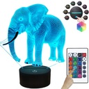 SLON NOČNÁ LAMPA 3D LED FARBY USB DARČEK NA DIAĽKOVÉ OVLÁDANIE