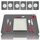 SET 6X PLATFORMA STOL TABUĽ ŠEDÁ KOŽA 45x30