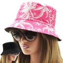 Letný rybársky klobúčik, rybársky bucket hat, REVERSIBLE, ružový, palmy