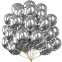 VEĽKÉ STRIEBORNÉ CHROMOVANÉ METALICKÉ BALÓNY Silvestrovská dekorácia 50ks