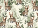 Jersey Bunnies na digitálnej tlači beige elastane