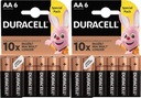 Duracell alkalické batérie AA paličky 6 ks x2