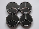 4x Stredové krytky MERCEDES BENZ krytky ráfikov 75 mm čierna 3D