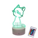 3D LED USB NOČNÁ LAMPA CAT MAČKA LAMPA 16 FARIEB + DIAĽK
