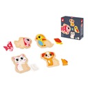 Progresívne drevené puzzle Pets 4 puzzle, 18m+, Janod