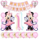 VEĽKÁ SADA NARODENINOVÝCH BALÓNOV MINNIE MOUSE 1 ROK 1. NARODENINY 24 ks.