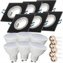 SET 6x GU10 6W LED žiarovka + ČIERNE Štvorcové sklo stropné svietidlo