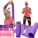 PODLOŽKA NA FITNESS CVIČENIE HRUBÁ, VEĽKÁ, PROTIŠMYKLAVÁ GUMOVÁ, PEVNÉ ODPOROVÉ PÁSY