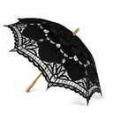Klasický čipkovaný svadobný dáždnik Čierny