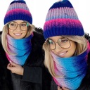 zimný SET ČIAPKA + SUKŇOVÝ šál, TEPLÝ, HRUBÝ, poľský výrobok, OMBRE COLORS