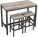 Barový stôl, bar so stoličkami, industriálna šedá, zostava do kuchyne, jedálne