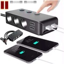 DISTRIBÚTOR TEE 3x ZÁSUVKA DO ZAPAĽOVAČA 4xUSB QC VOLTMETER